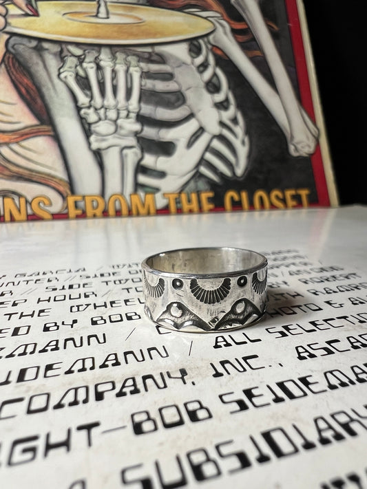 Hand stamped sterling silver ring